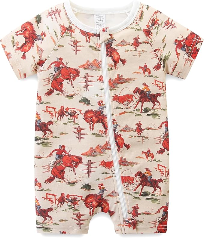 Baby Boy Girl Romper Short Sleeve 100% Cotton Bodysuit Outfits 2 Way Zipper Jumpsuit