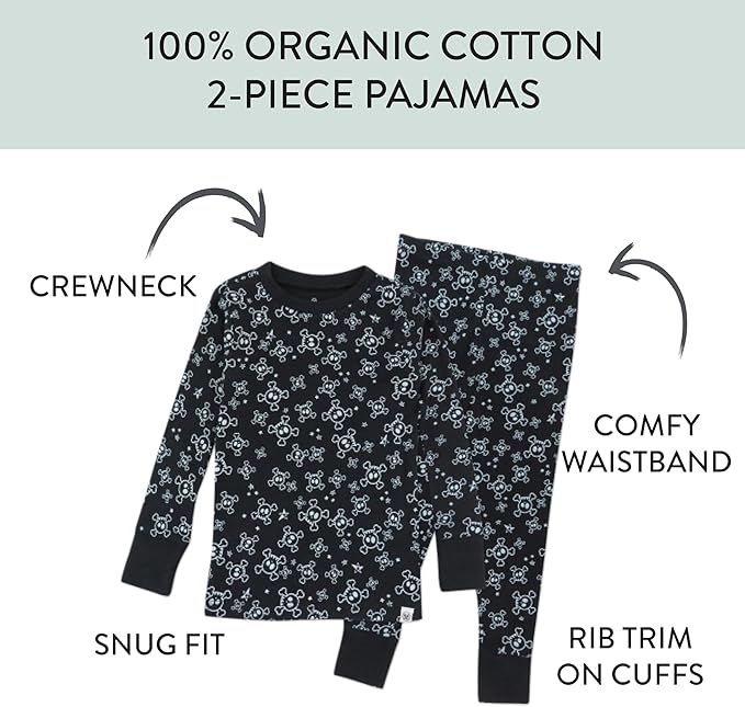 HonestBaby unisex-baby Celebration 2-piece Pajamas Sleepwear Pjs 100% Organic Cotton for Baby, Toddler, Kids