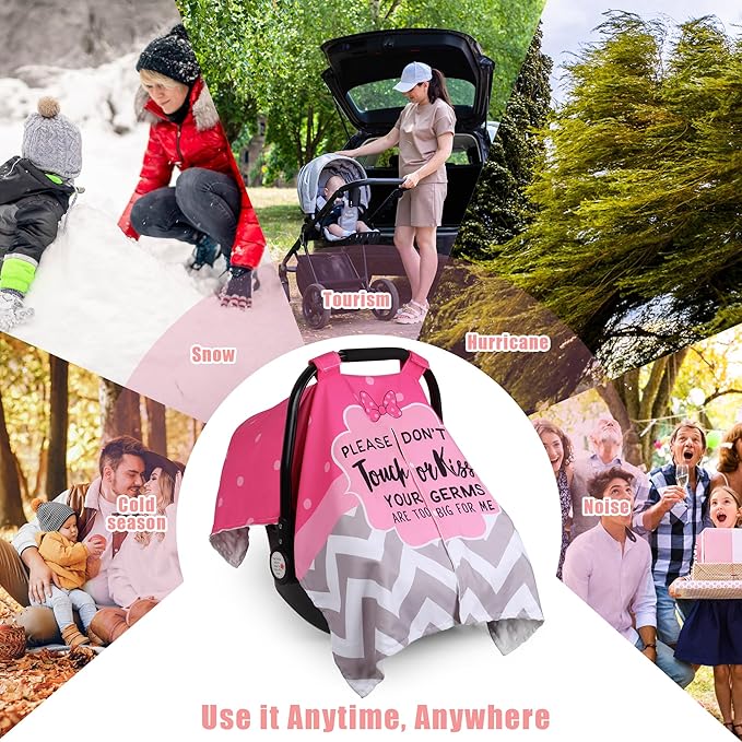 Metplus 2 in 1 Writing Style Baby Car Seat Cover, Car Seat Canopy for Babies, Mom Multiuse Nursing Cover, Minky Baby Carrier Covers, Newborn Boy Girl, Peekaboo Opening
