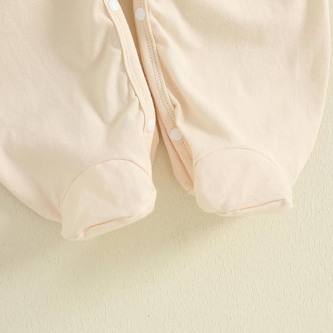 Newborn Baby Girl Footed Romper Onesie Little Sister Embroidery Fall Clothes Coming Home Outfit Vintage Jumpsuit