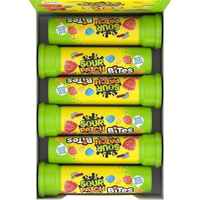 SOUR PATCH KIDS Bites Soft & Chewy Candy, 12-1.8 oz Tubes