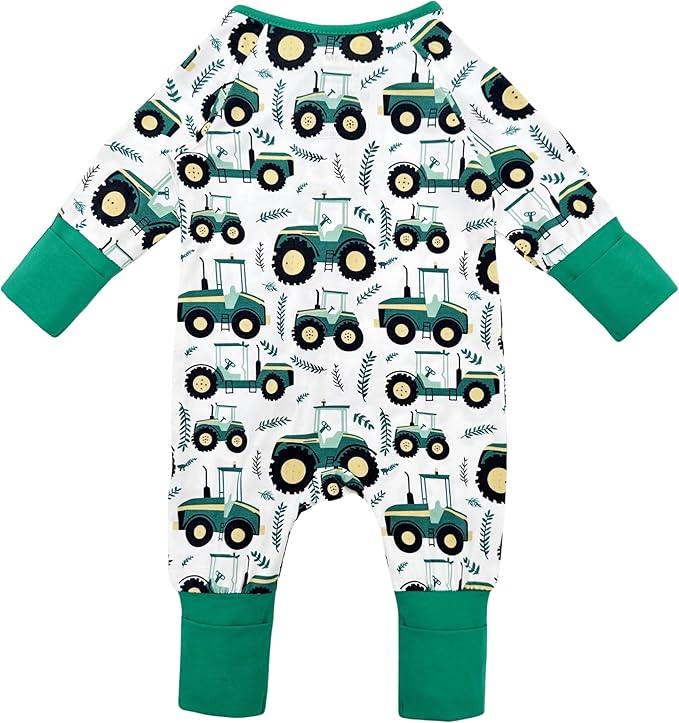 Bow Dream Bamboo Rayon Baby Boy Romper Footed Long Sleeve Footies Newborn Girl Clothes Footless with Zipper and Mitten Cuffs