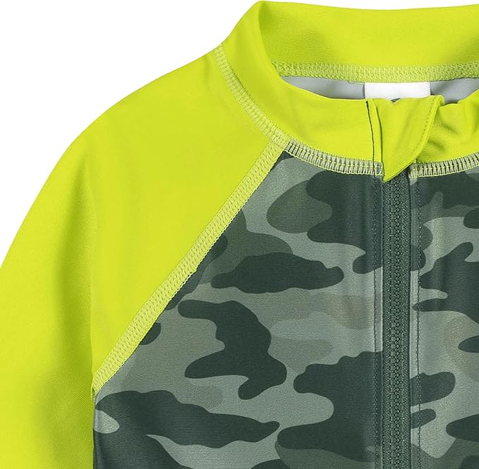 Gerber Boys' Toddler Long Sleeve One Piece Sun Protection Rashguard Swimsuit