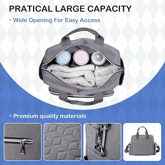 Crossbody Small Diaper Bag, Cute Mini Baby Diaper Tote Bags with Insulated Pockets for Traveling Outdoor Parent