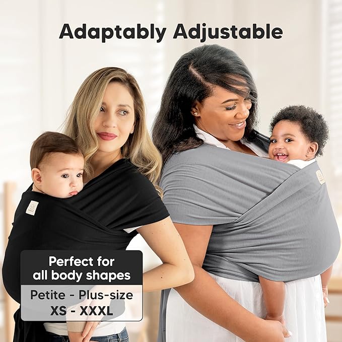 KeaBabies Baby Wrap Carrier - All in 1 Original Baby Carrier Newborn to Toddler Sling, Easy to Wear, Hands Free Bonding, Lightweight, Breathable Infant Wraps (Trendy Black)