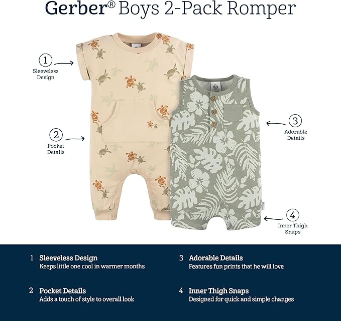 Gerber baby-boys Short Leg and Long Leg Romper Set