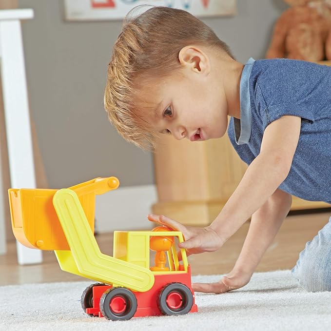 Learning Resources 1-2-3 Build It! Construction Crew Toy, Bulldozer, Digger, Dump Truck, STEM, Imaginative Play, 16 Pieces, Ages 2+