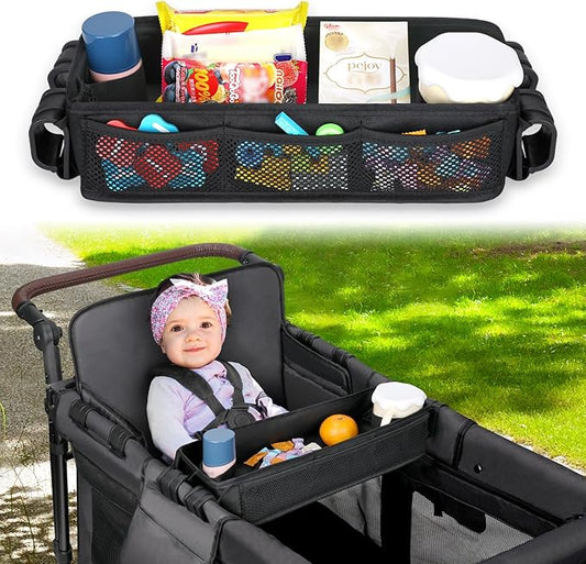 AROUY Stroller Snack Tray Attachment - Universal Stroller Snack Tray for Wonderfold Wagon W4 Accessories - Snack Tray for Kids - Easy to Clean Stroller Wagon Snack Tray with Cup Holder (L (W2 Model))