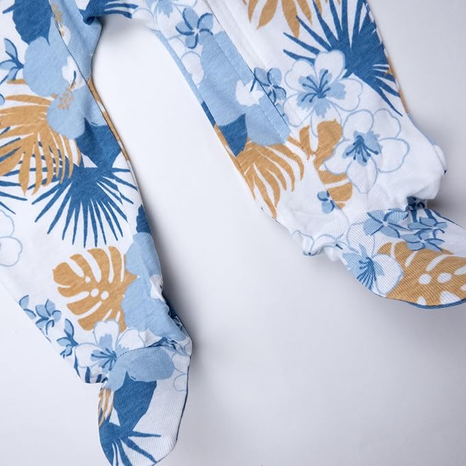 HonestBaby Sleep & Play Footed One-piece Pajama Sleeper 100% Organic Cotton, Baby Boys