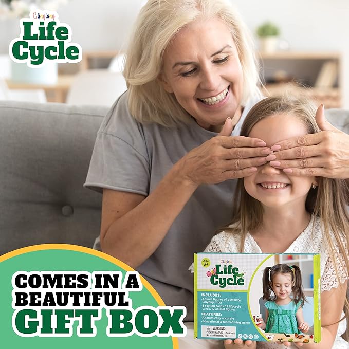 Life Cycle Animal Kit - 12-Piece Montessori Science Toy with Frog, Ladybug & Butterfly Figures. Matching Game & Educational Gift for Kids Ages 3 4 5 6 7 8