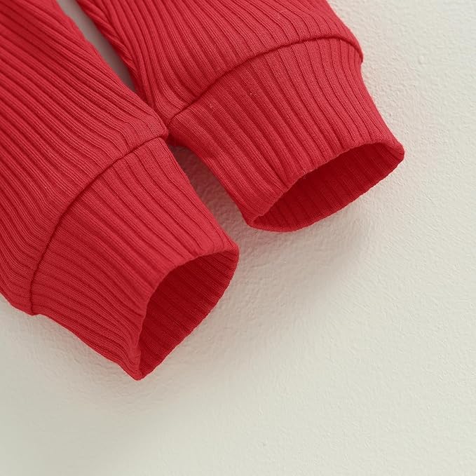 Newborn Baby Boy Girl Clothes Ribbed Knitted Long Sleeve Romper Pants Solid Cotton Infant Fall Winter Outfits 2Pcs