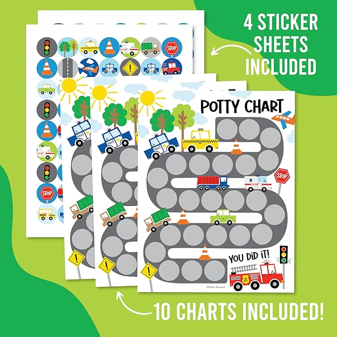 Hadley Designs Potty Training Chart for Boys with Fun Reward Stickers – Sticker Chart for Kids Potty Training, Potty Training Chart for Toddlers Boys, Sticker Chart for Potty Success