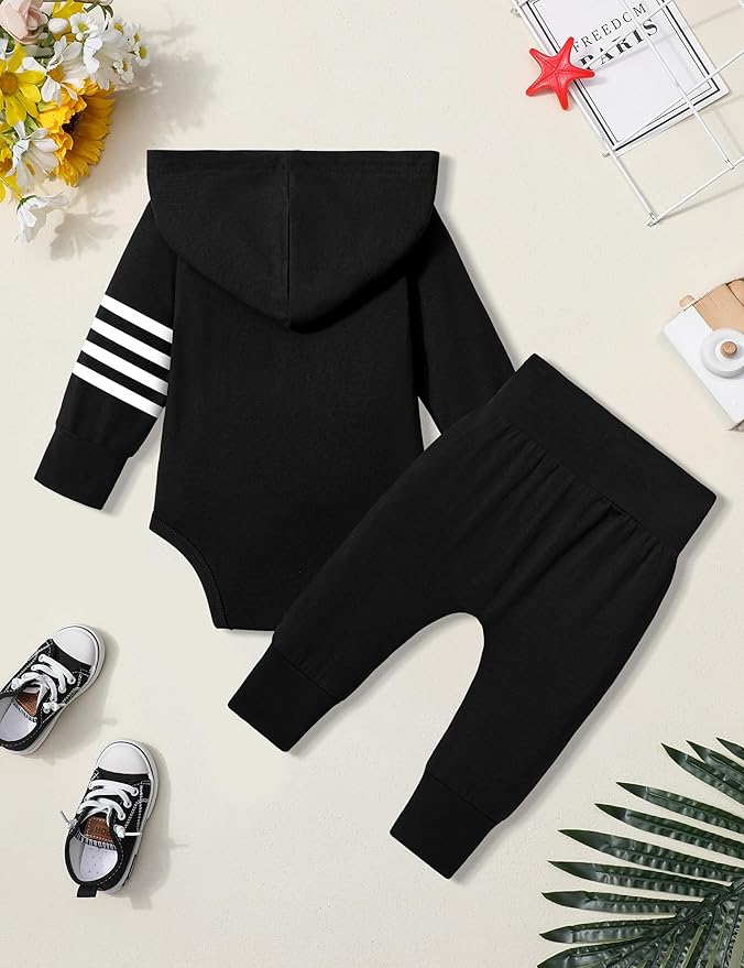 Fommy Newborn Baby Boy Clothes Plaid Letter Print Long Sleeve Hoodies + Long Pants 2PCS Fall Winter Outfits Set