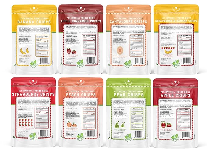 Nature’s Turn Freeze-Dried Fruit Crisps –Healthy, Gluten-Free,Crispy & Delicious, Plant-Based Snack, Ideal for Cereal, Smoothies, School Lunches, & On-the-Go, Mega Variety Pack of 8 (0.53 oz Each)