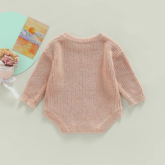 FYBITBO Baby Girl Boy Sweater Knit Oversized Pullover Sweatshirt Romper Onesie Warm Fall Winter Clothes Outfit Newborn