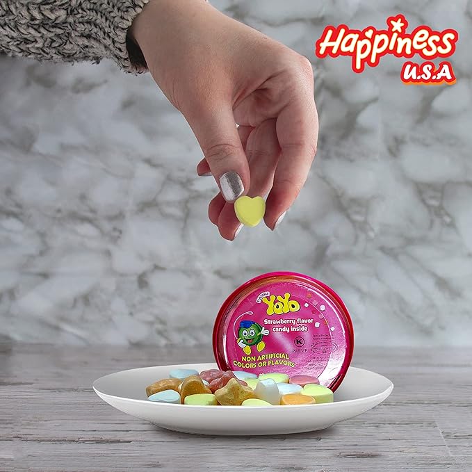 Happiness USA YoYo FIlled with Strawberry Hard Candy Pack of 12 | Novelty Toy & Individually Wrapped Candy Variety Pack | No Artificial Color or Flavor Prizes for Kids | Kosher Birthday Party Favors