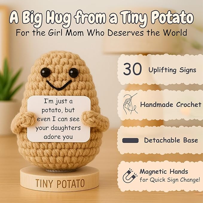 Got you a little something Girl Mom Gifts for Women - Cute Positive Crochet Potato with 30 Empowering Cards for a Mother of Daughters - New Mom Gifts for Women After Birth Ideas for 1st Time Mothers