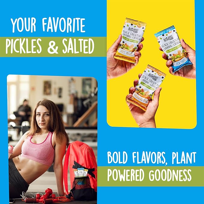BeanVIVO Healthy Snacks for Adults & Kids with 7g Protein & 5g Fiber per Serving with Dried Edamame, Roasted Cashew and Black Chickpeas - Vegan & Gluten Free - Keto Friendly & Non-GMO - 8Pack (1.05 oz Each Pouch)