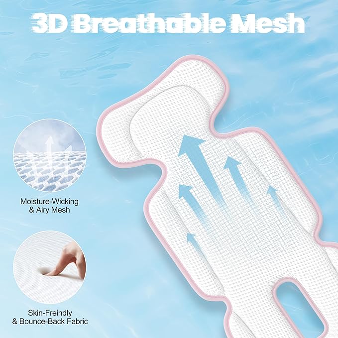 Baby Stroller Cooling Pad,Car Seat Cooler with 2 Built-in Blower Fan| 10h maxRuntime & 10000mAh Battery | 3-Speed Adjustable & Breathable 3D Mesh, Carseat Cushion,Baby Essentials in Summer