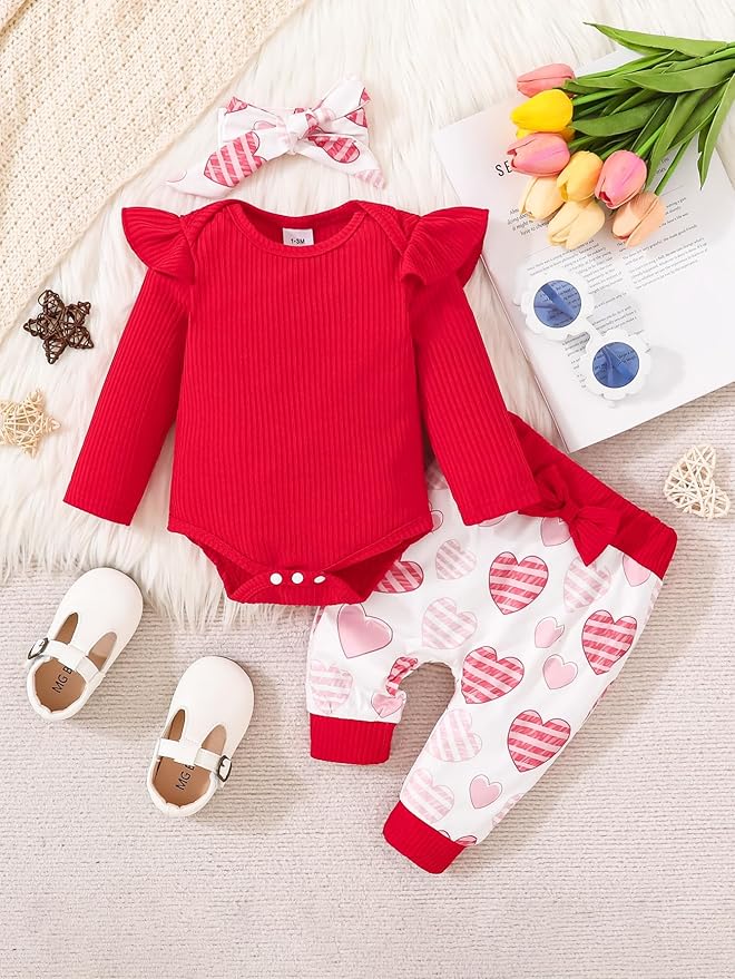 Baby Girl Clothes Newborn Infant Outfits Cute Summer Clothes Spring Romper Set+Hat+Headband