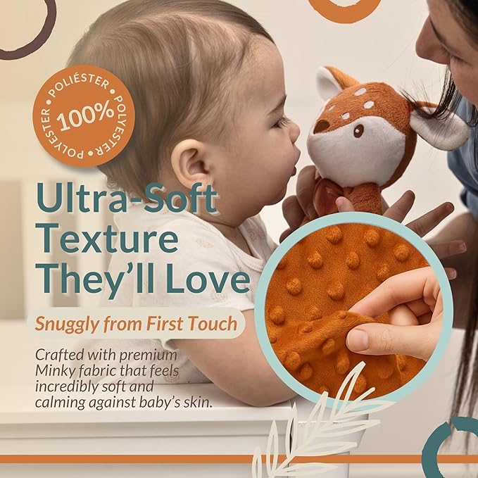 Baby Lovey Security Blanket Newborn - Plush Stuffed Animal with Pacifier Holder, Gender Neutral Baby Gift, Cozy Blanket for Boy & Girl Minky Dot