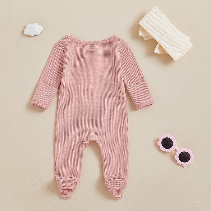 Newborn Girl Clothes Baby Girl Coming Home Outfit Zipper One-piece Outfits Ruffle Footie Bodysuit Jumpsuit Headband