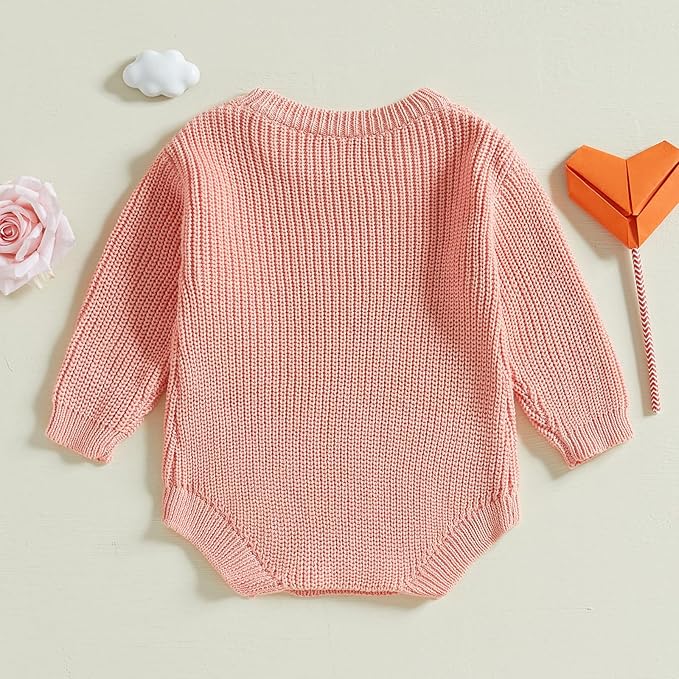 FYBITBO Baby Girl Boy Sweater Knit Oversized Pullover Sweatshirt Romper Onesie Warm Fall Winter Clothes Outfit Newborn
