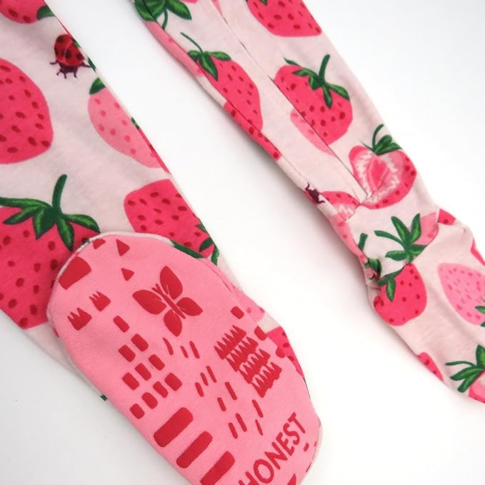 HonestBaby 2-Pack Non-Slip Footed Pajamas One-Piece Sleeper Jumpsuit Zip-Front Pjs 100% Organic Cotton for Baby Girls