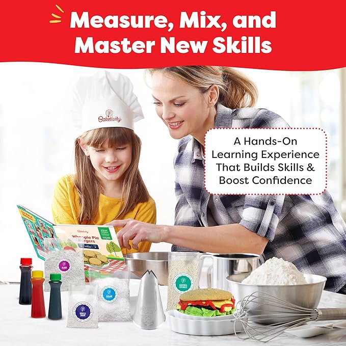 Baketivity Whoopie Pie Burgers Baking Kit for Kids - Kids Baking Set - Real Cooking Set for Girls & Boys Ages 5-12 - Kids Baking Kit with Premeasured Ingredients, STEM Kit for Kids with Instructions