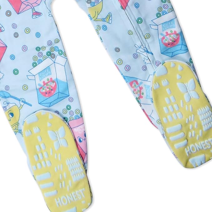 HonestBaby Non-Slip Footed Pajamas One-Piece Sleeper Zip-Front Pjs 100% Organic Cotton for Baby Girls