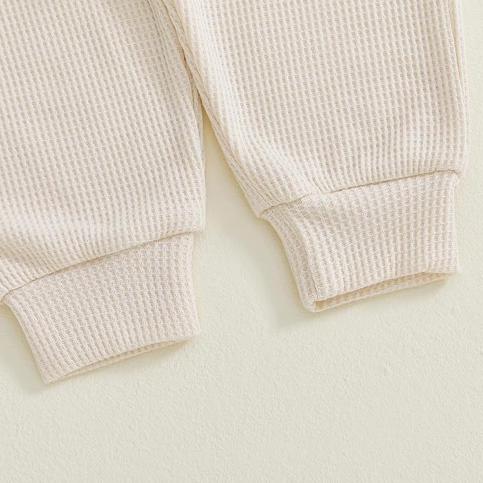 Kupretty Baby Boy Clothes 3 6 12 18 Months Fall Winter Outfit Mama's Boy Embroidery Waffle Long Sleeve Romper Pants Set