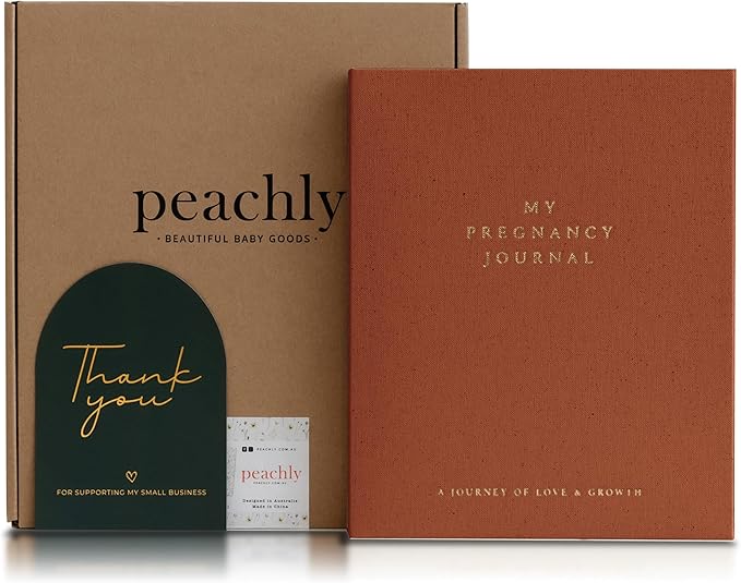 Peachly Pregnancy Journal - Linen Pregnancy Book to Capture Every Milestone - Pregnancy Must Haves - Baby Book Keepsake Pregnancy Journals For First Time Moms and Experienced Moms (Rust)