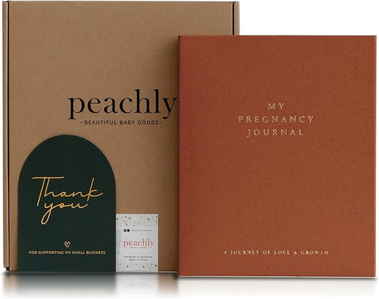 Peachly Pregnancy Journal - Linen Pregnancy Book to Capture Every Milestone - Pregnancy Must Haves - Baby Book Keepsake Pregnancy Journals For First Time Moms and Experienced Moms (Rust)