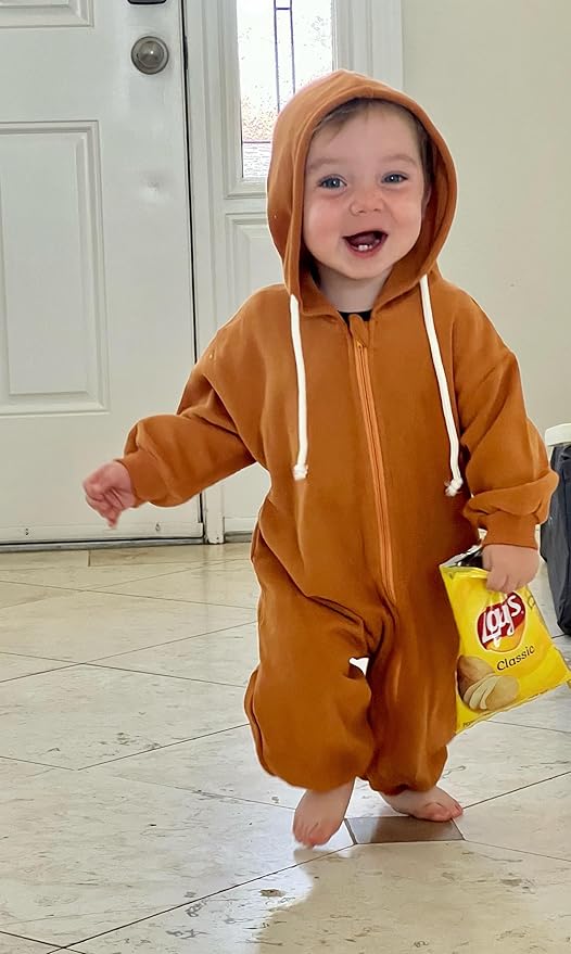 Unutiylo Unisex Baby Boys Girls Long Sleeve Infant Baby Zipper Hooded Jumpsuits Romper Loose Outfit Clothes