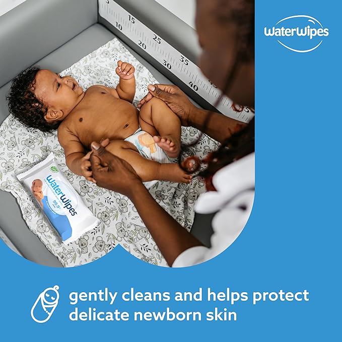 WaterWipes Sensitive+ Newborn & Baby Wipes, 3-In-1 Cleans, Cares, Protects, 99.9% Water, Unscented & Hypoallergenic, 240 Count (4 Packs)