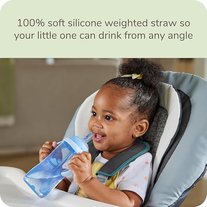NUK Learner Straw Cup 10oz - Toddler Cup with Soft Straw for Easy Drinking Suitable for Ages 8 Months and Up (Pack of 6)