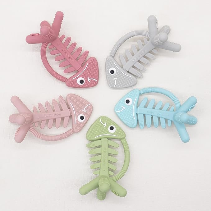 3in1 Infant Toys, Teething Toys 3-6 6-12 Months, Teethers for Babies 3-6-12 Months, for Teething Relief, Baby Gift, Silicone,Sensory, Baby Toys 0-6 Months,USA Patent Pending,Fish,(Pink)