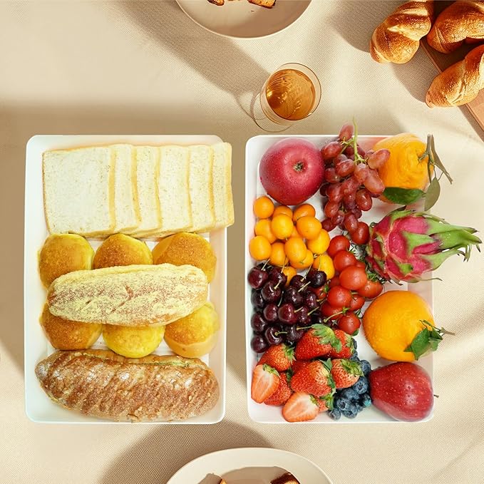 Serving Tray Platter, 17.5'' x 11.5'' x 1.6'', 5 Pcs Food Tray for Veggie Fruit Snack Dessert Cookie Cheese, Food Trays for Party Supplies Display, Large Platters for Serving Food, BPA Free