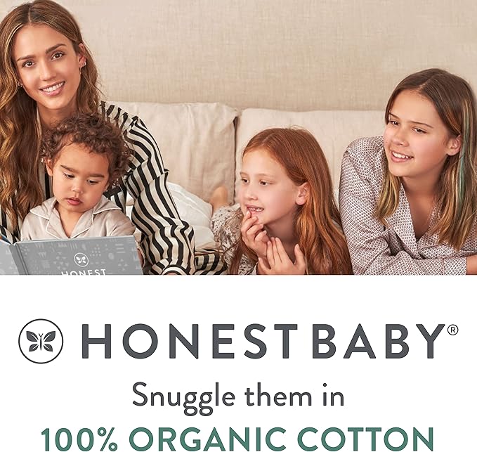 HonestBaby 4 Piece Pajamas Sleepwear Pjs 100% Organic Cotton for Infant Baby and Toddler Boys, Girls, Unisex