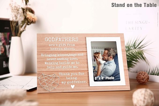 Godfather Photo Frame Keepsake From Godchild-Baptism Gift for Godfather-Father's Day Birthday Christmas Gift for Godparents-Thank You for Being My Godfather-Picture Frame