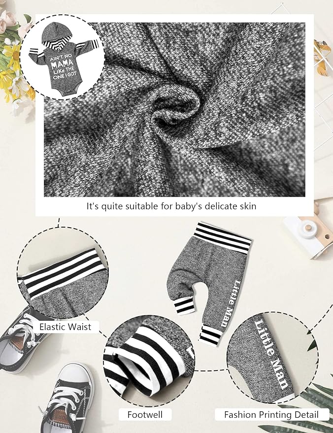 Fommy Newborn Baby Boy Clothes Plaid Letter Print Long Sleeve Hoodies + Long Pants 2PCS Fall Winter Outfits Set