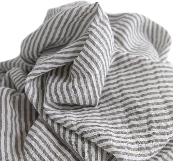 Little Unicorn Premium Cotton Swaddle Baby Blanket | Breathable Fabric | for swaddling, Play, Nursing & More (Grey Stripe)