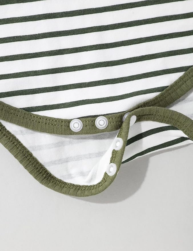 oklady Baby Boy Clothes Stripe Pattern Print Romper Top and Baby Overalls with Hat 0-18 Months Baby Boy Outfits