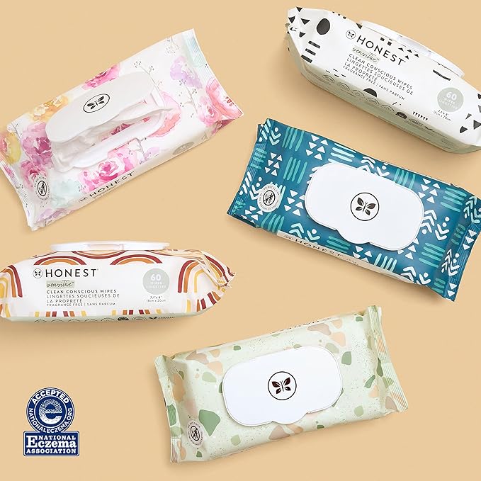 The Honest Company Clean Conscious Multi-Use Wipes | Hypoallergenic + Unscented for Sensitive Skin | Over 99% Water, Compostable, Plant Based, Baby Wipes | Rose Blossom, 576 Count