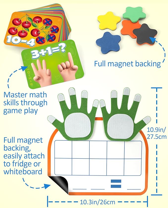 Coogam Montessori Math Manipulatives Number Counting Block, Magnetic Ten Frame Addition Subtraction Practice with Dry Erase Board, Educational Learning Toy Gift for 1st 2nd & 3rd Grade