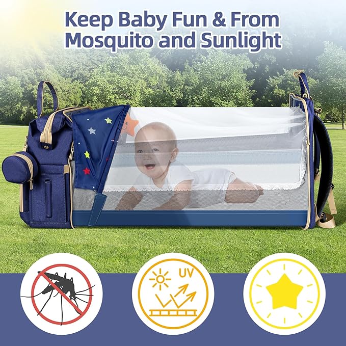 Baby Diaper Bag Backpack,Baby Shower Gifts, Multifunctional Travel Diaper Bag, Gifts for Mom with Portable Diaper Pad (Blue)