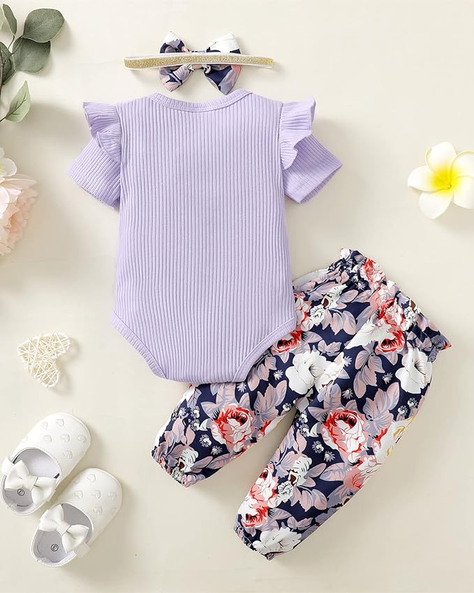 Infant Baby Girl Clothes Newborn Girl Outfit Long Sleeve Romper Pants Set Cute Baby Clothes for Girls Fall/Winter