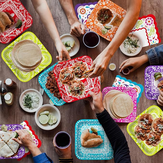 Fiesta Party Supplies Kit for 24 - Ultimate Celebration Pack Including Paper Plates, Napkins, Cups, Tablecloth & Banner | Ideal for Mexican Birthday, Taco, & Cinco de Mayo party Decorations