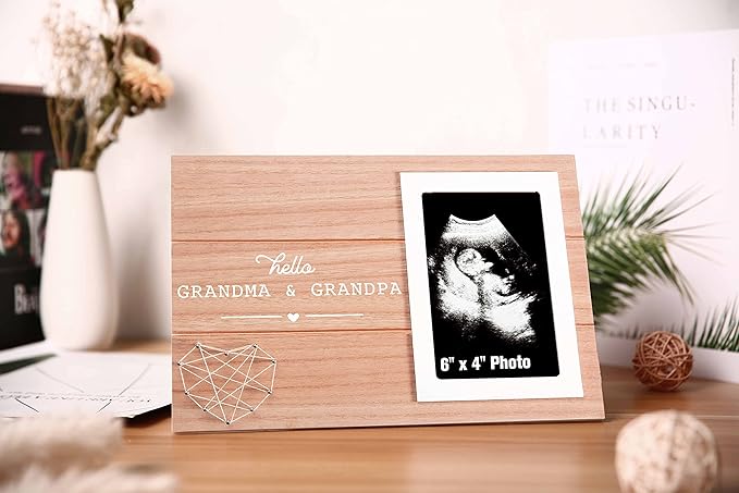 Pregnancy Announcement Gifts for Dad Mom,Pregnancy Reveal to Grandparents Ultrasound Picture Frame Present,Sonogram Photo Frame,Dad Mom Promoted to Grandparents,Hello,Grandma and Grandpa