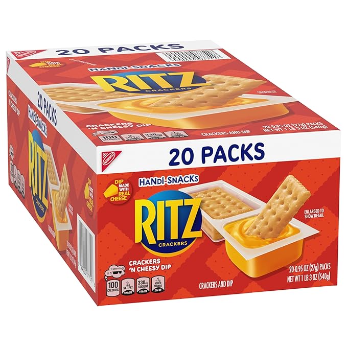 Handi-Snacks RITZ Crackers 'N Cheesy Dip Snack Packs, School Snacks, 20 Snack Packs